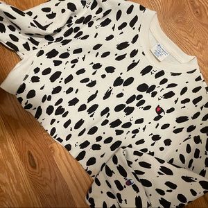 Champion logo womens XS CROPPED crop leopard spot sweatshirt